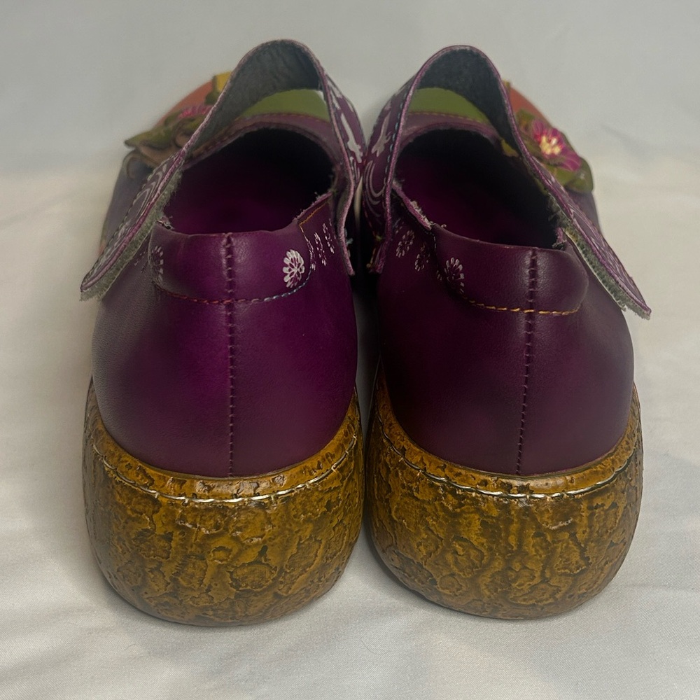 SOCOFY Leather Mary Jane Boho Platform Embossed Flower Ballet Shoes Women’s 10 - Picture 5 of 9